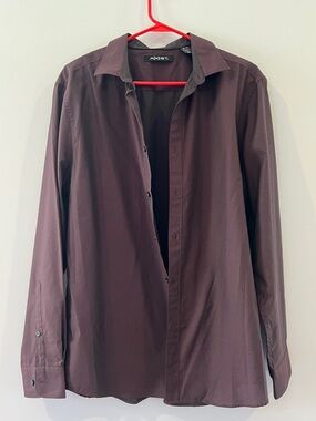 Ost Men's Deep Brown Button-Up Shirt